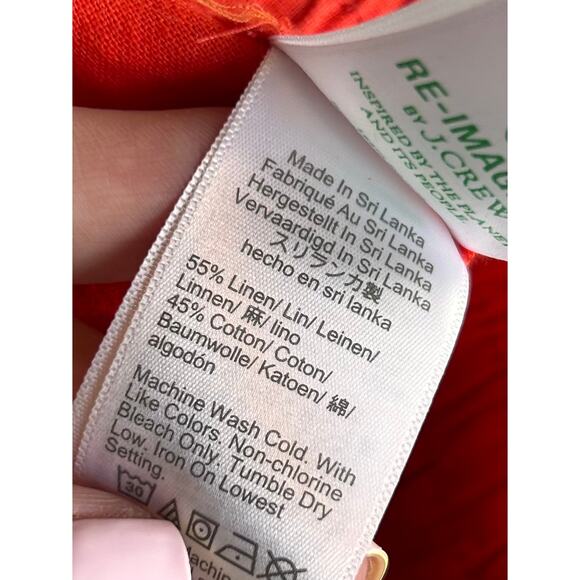 J. Crew Women’s Linen Blend Cropped Ankle Pants Beach Bohemian ‎ Red SZ 8 - Picture 7 of 10